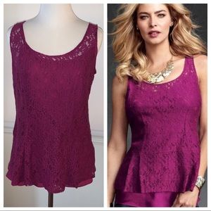 CAbi 131 164 Boysenberry Lace Peplum Top and Shell